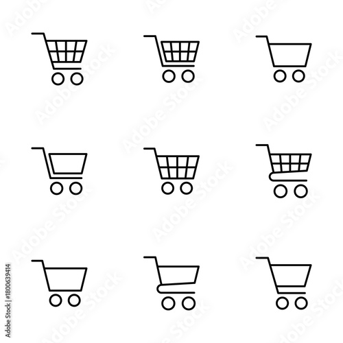 Shopping icon vector isolated on white background. Shopping cart icon. Basket icon. Trolley