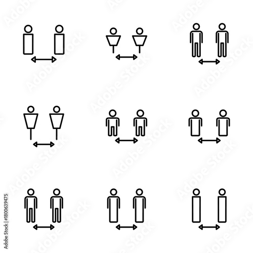 Social distancing icon vector isolated on white background. Keep distance sign. Coronavirus. Social Distancing and Self Quarantine.