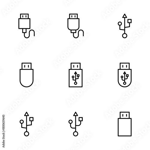 Usb icon vector isolated on white background. Flash disk icon vector