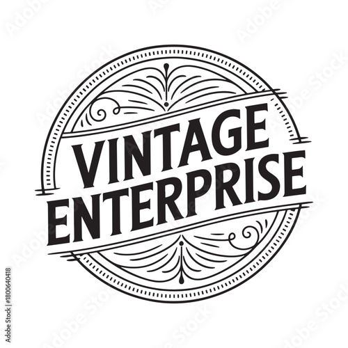 Retro circular stamp with vintage enterprise text