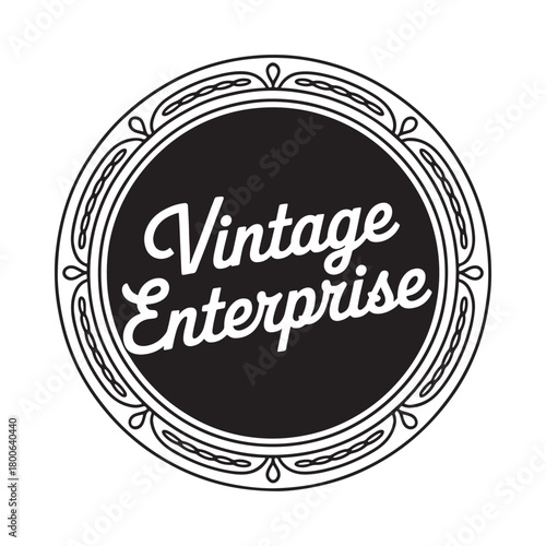 Vintage enterprise circular logo with ornate border