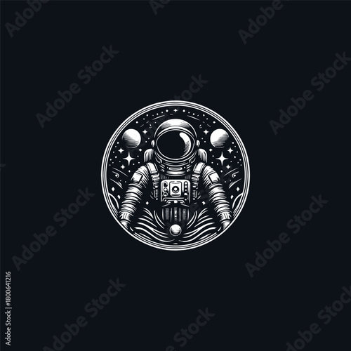 Astronaut logo vector icon illustration