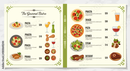 Elegant restaurant menu template with delicious dishes
