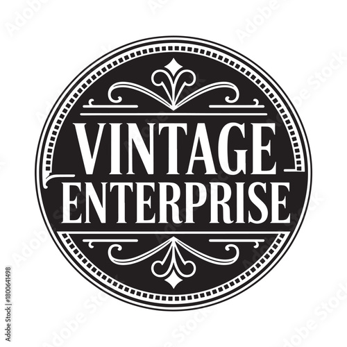 Circular vintage enterprise logo with ornate details