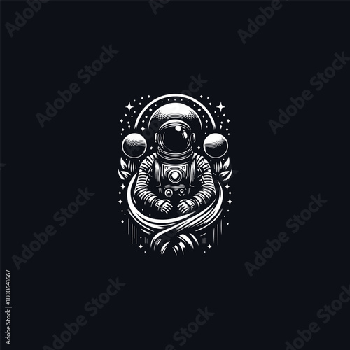 Astronaut logo vector icon illustration