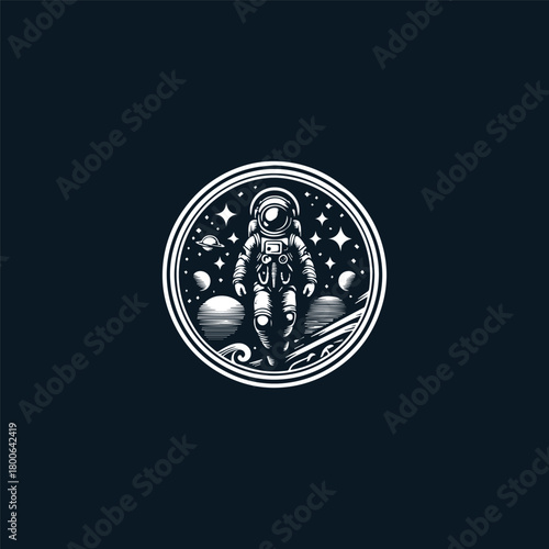 Astronaut logo vector icon illustration