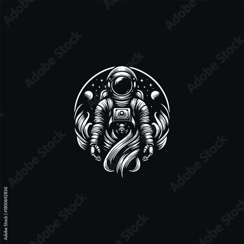 Astronaut logo vector icon illustration