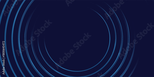 Abstract blue glowing geometric lines on dark blue background. Modern shiny blue circle lines pattern. Futuristic technology concept
