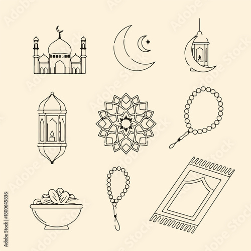Islamic Symbols Line Art