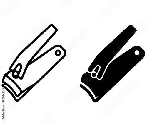 Minimalist icon, nail cutter vector, black and white, outline and silhouette