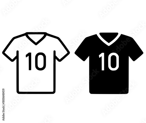 Minimalist icon, football jersey vector, black and white, outline and silhouette