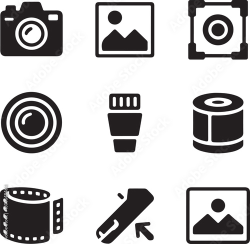 Modern Digital Photography Equipment Icons