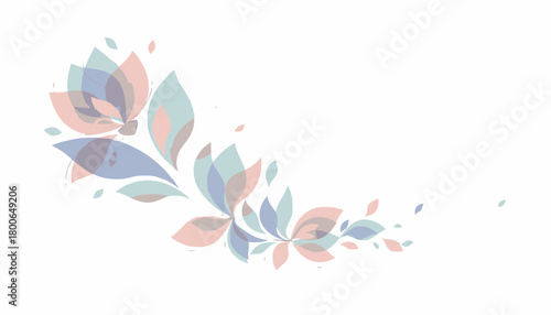 A delicate and elegant floral corner design with translucent petals in soft pastel colors, creating an ethereal decorative element.