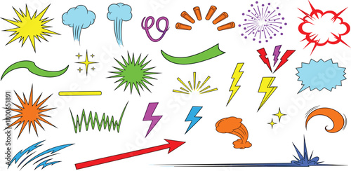 Comic Burst Elements Collection Hand-Drawn Accents for Vibrant Designs