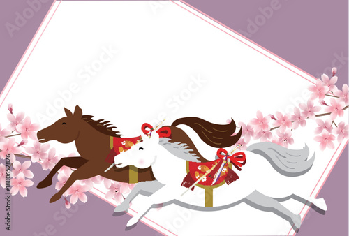 午　年賀状　干支　背景