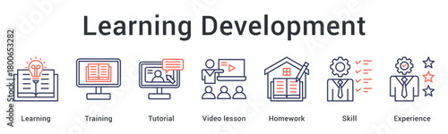 Learning development through training and tutorials with video lessons and homework building skills and experience.