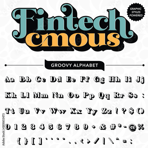 Groovy Retro Vintage Serif Bold Font alphabet vector file	