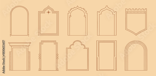 Collection of arched and decorative frames and borders in a vintage style