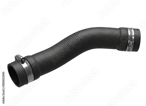 Automotive black coolant hose engine component carrying antifreeze in car systems
