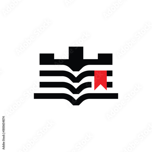 a combination of open book and tower castle logo vector