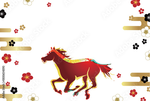 午　年賀状　干支　背景