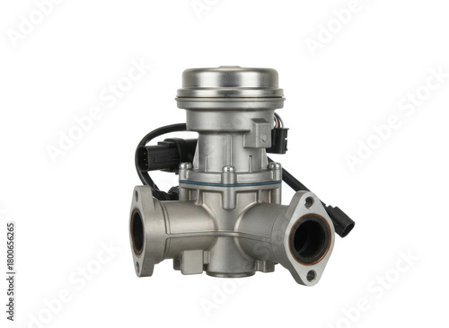Egr valve of a car engine isolated on transparent background motor part exhaust