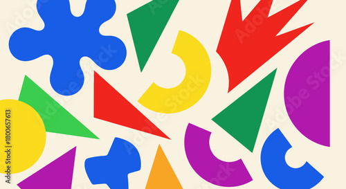 Playful Geometric Shapes Create a Vibrant and Engaging Abstract Composition Background