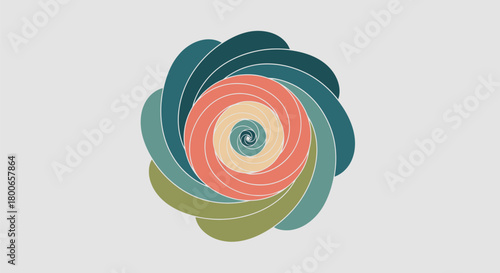 Abstract spiral design with calming pastel colors that evokes a sense of tranquility and harmony