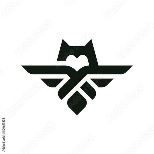simple silhouette of a little owl logo vector