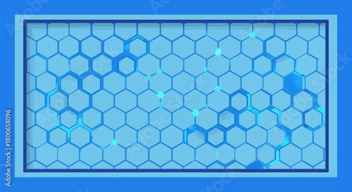 Hexagonal grid pattern abstract in shades of blue creates a modern and futuristic technology