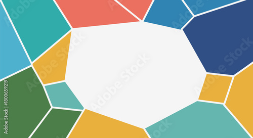 Colorful mosaic geometric background with white copy space ideal for graphic design projects