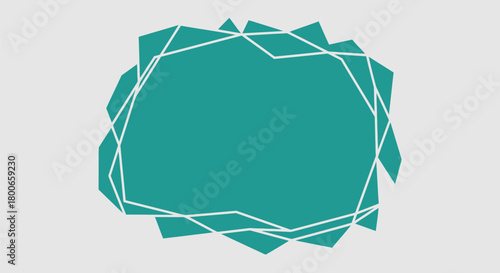 Geometric teal frame with white outline against a light gray backdrop for graphic design projects