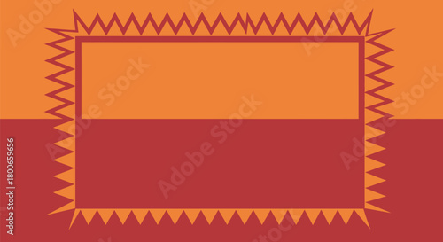 Abstract two-tone background with jagged frame in shades of orange and red creating a modern