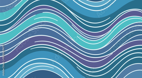 Abstract wavy lines background in shades of blue and white, creating a calming sea effect