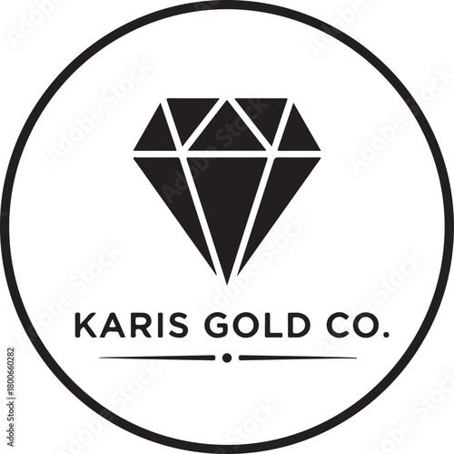 Elegant Diamond and Gold Company Brand Mark Minimalist Black and White Karis Gold Co. Logo