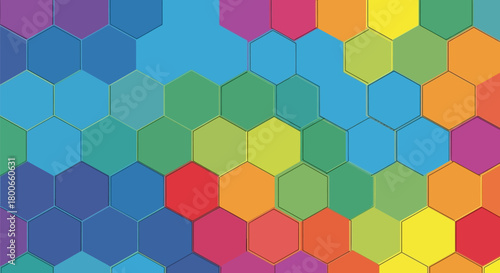 Vibrant honeycomb pattern showcasing a spectrum of colors, creating a modern abstract design