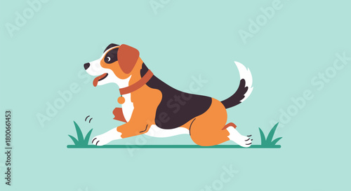 Animated beagle illustration capturing the joy of a playful dog in motion suitable for children's