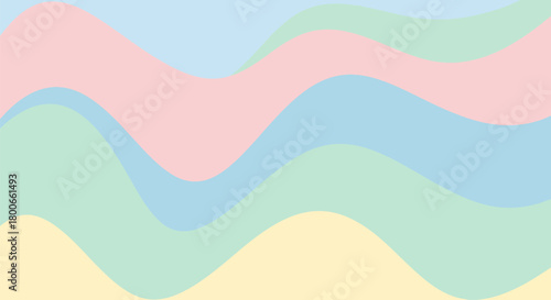 Pastel waves background featuring pink, blue, green, and yellow pastel colors for design projects