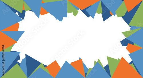 Colorful triangle frame with empty white space offers vibrant design possibilities for creative