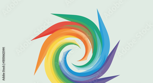 Abstract rainbow swirl design with vibrant colors and dynamic spiral motion effect