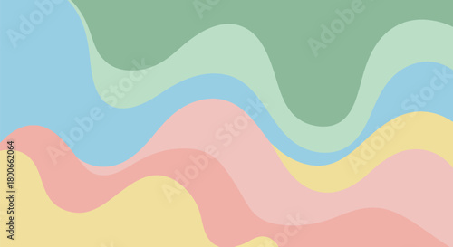 Abstract pastel color waves background banner with soft flowing curves and lines design