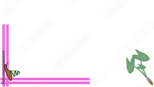 greeting card frame with snail and taro tree image