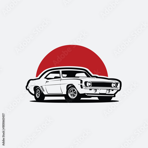 Premium Muscle Car Vector Illustration. Best for Automotive Tshirt Design