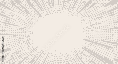 Halftone explosion background with brush stroke rays offers dynamic visual appeal for various
