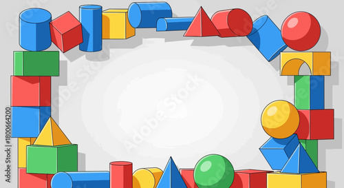 Colorful geometric shapes frame background perfect for educational content and presentations