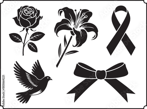 Elegant memorial designs featuring peace dove and rose