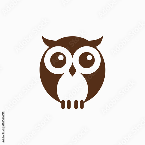 owl emblem round-eye vector logo for branding, education, and nature