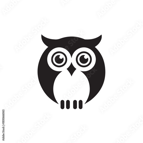 owl badge symmetrical vector mark for school and library identity