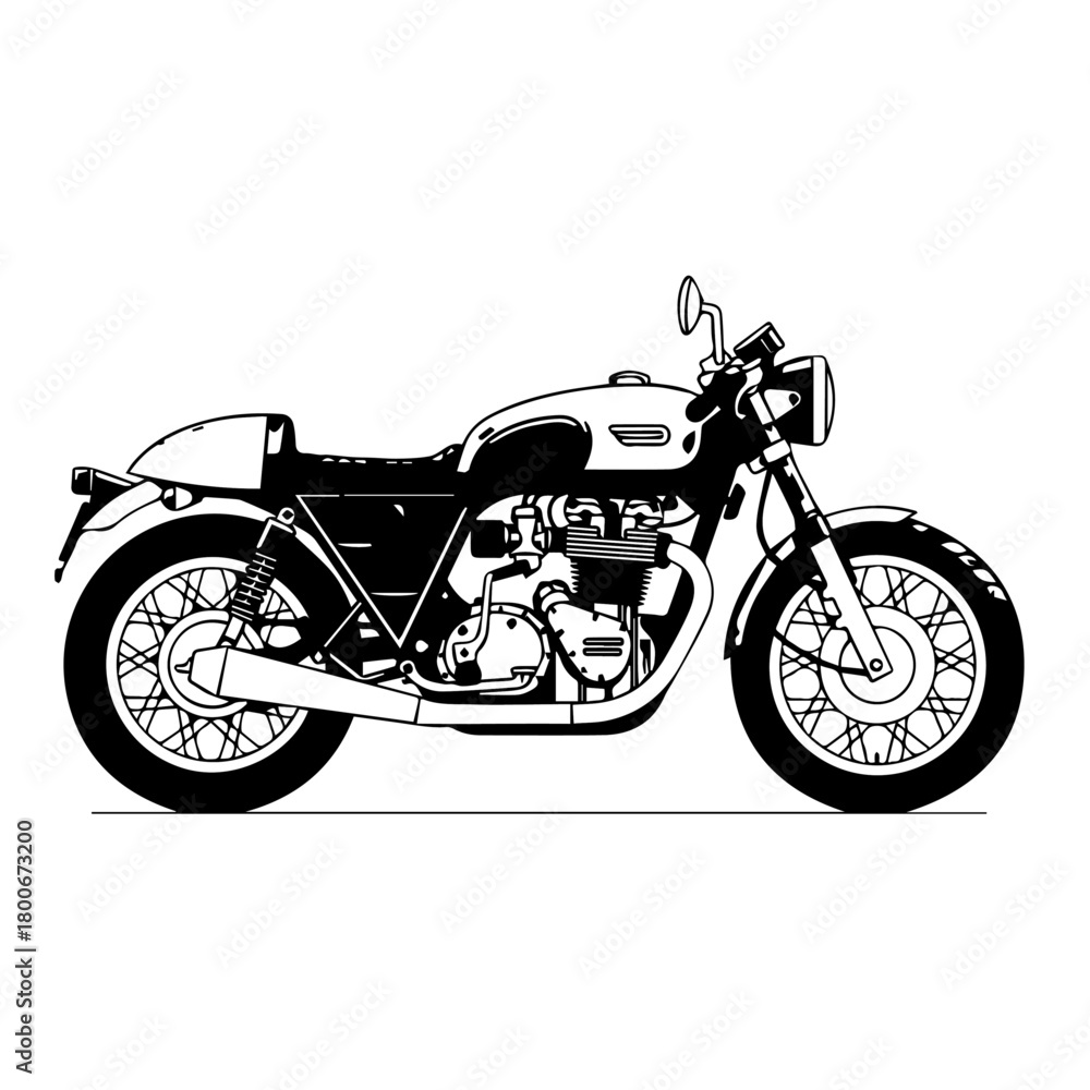 Fototapeta premium Vintage motorcycle classic bike side profile.