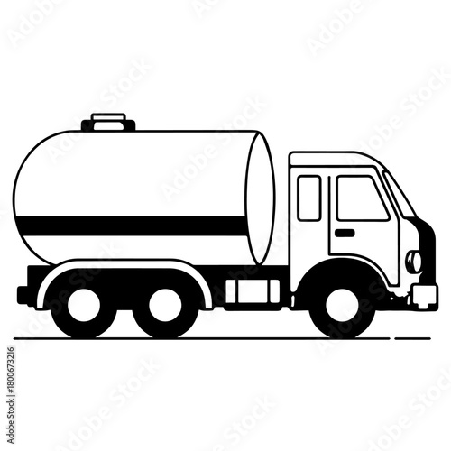 Tank Truck Vehicle Side View in Transport Scene.